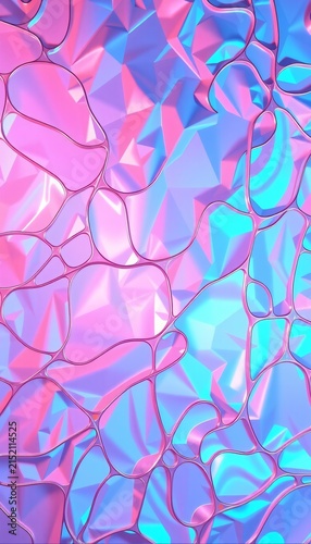 Glowing iridescent organic patterns on holographic background