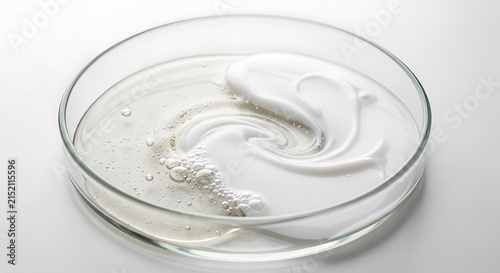 Petri dish with green algae swirls