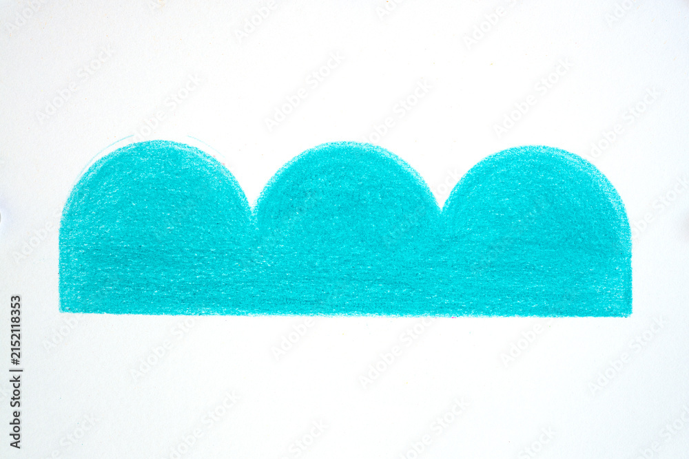 Fototapeta premium Turquoise Abstract Painted Scallop Shape On White Background