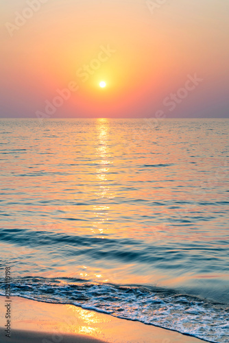 Golden Sunrise Over the Mediterranean Coast of Larnaca, Cyprus