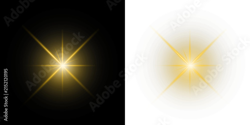 Gold star sparkle light flare effect overlay