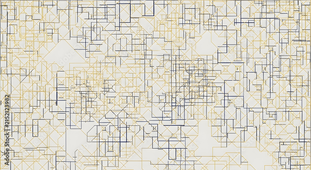 Obraz premium Abstract geometric network pattern background with golden and dark lines digital art and technology concept