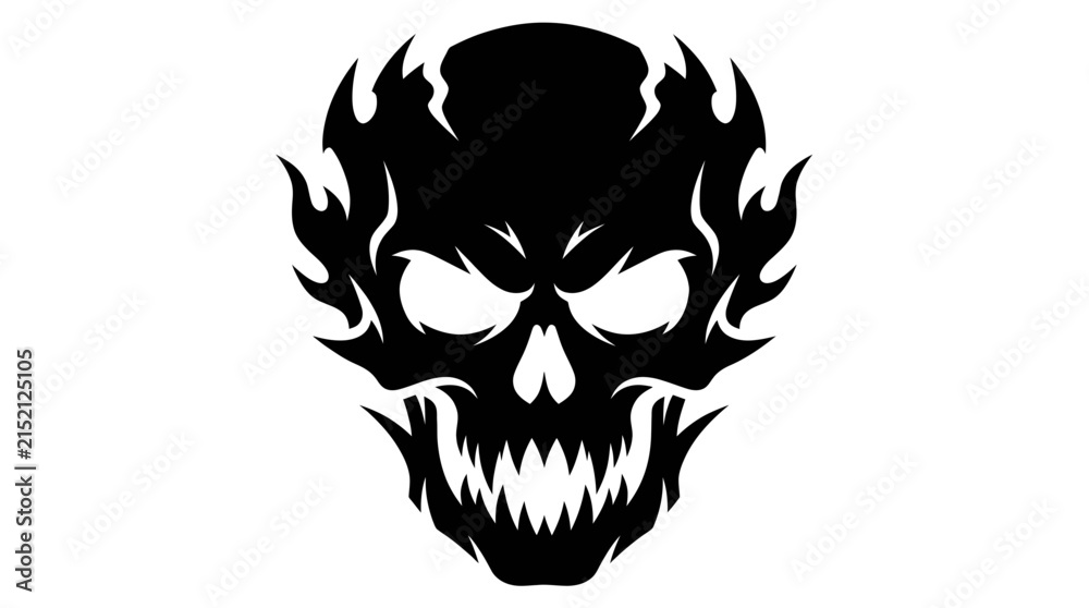 Fototapeta premium Stylized flaming skull silhouette illustration