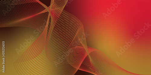 Abstract geometric wireframe design with vibrant red yellow gradient background