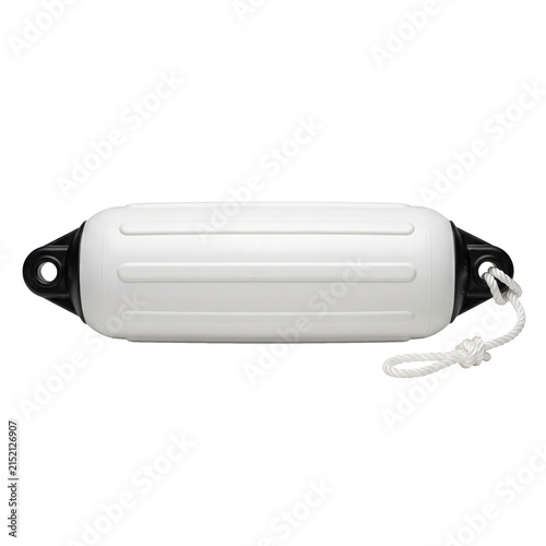 Cuadro en lienzo White marine boat fender with black end caps and rope for protection