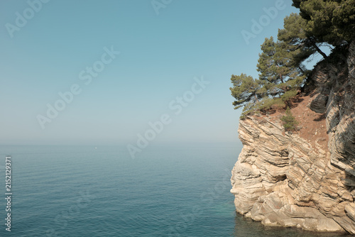sea horizon with sheer cliff, Montenegro