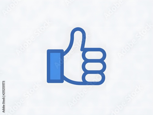A bright blue thumbs-up icon indicating approval or positivity