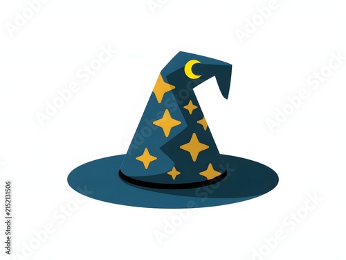 A whimsical wizard's hat adorned with golden stars and a pointed black brim