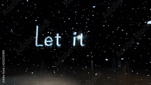 Drawing glowing orb forming icy-blue Let it Snow text on dark starry sky, falling snowflakes