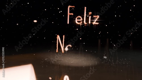 Tracing glowing ember entering right, drawing Feliz Navidad message on mirror floor ending heart