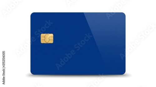 Modern Blue Credit Card with Metallic EMV Chip, Minimalist Banking and Payment Concept, Isolated on White Background, Photorealistic 3D Render