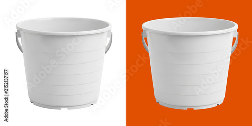 Empty plastic white bucket with handle for cleaning and utility png