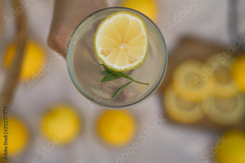 Ingredients for making mojito at home. Lemon, mint, summer. A refreshing drink.