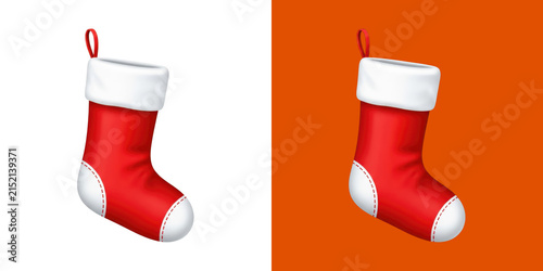 Red Christmas stocking for holiday gift icon png