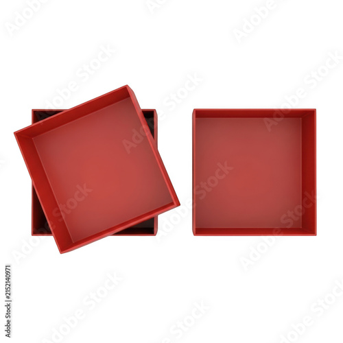 Open red cardboard gift box from top view