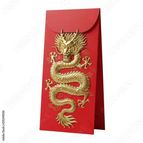 Red envelope with golden dragon for chinese new year
