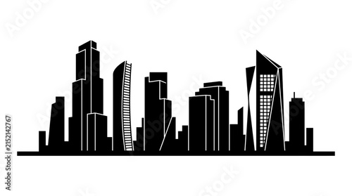 Modern City Skyline Silhouette Isolated