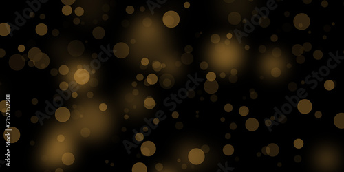 Fotografía Scattered golden bokeh lights softly illuminate a deep black backdrop with shimm