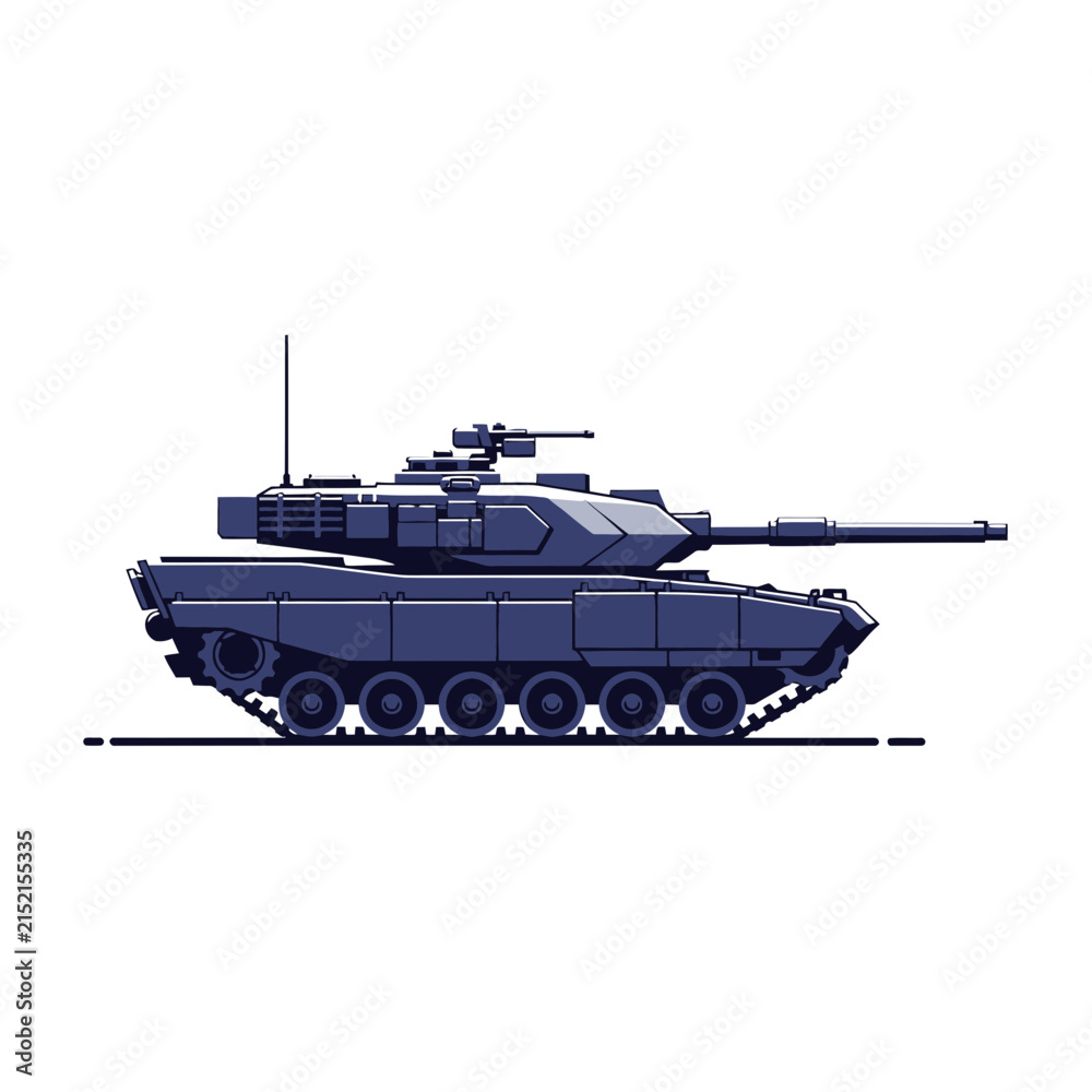 Obraz premium Modern Military Tank Isolated on White Background Combat Vehicle Illustration