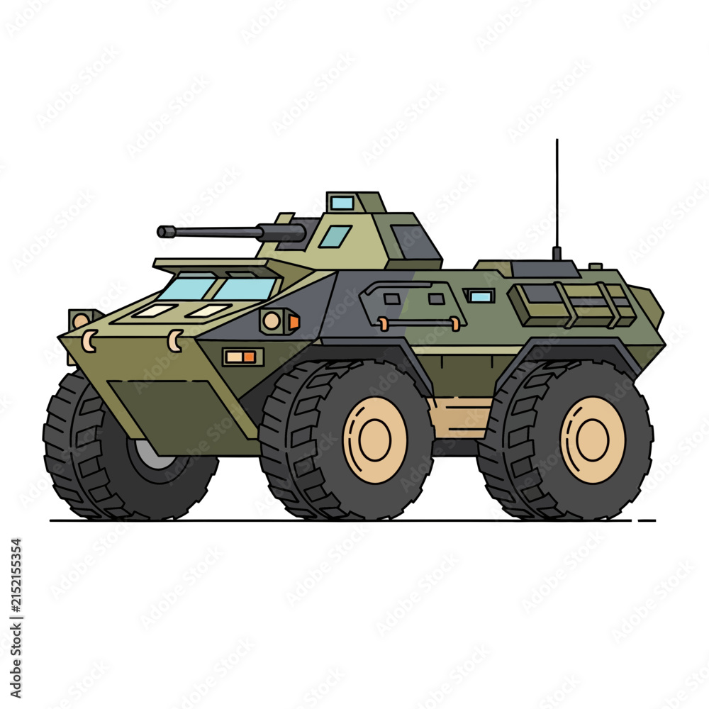 Obraz premium Modern Armored Personnel Carrier Vehicle Illustration Isolated Military Transport