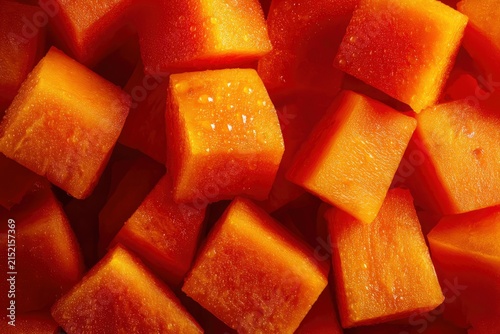Fresh Diced Papaya Cubes with Juicy Orange Flesh