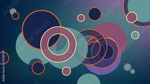 A vibrant abstract background featuring colorful overlapping circles with soft blurred gradients and a contemporary artistic style