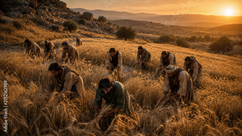 Jesus' Disciples Pick Heads Of Wheat While Walking Through A Grain Field On The Sabbath, Illustrating A Significant New Testament Gospel Account About Mercy Over Ritual