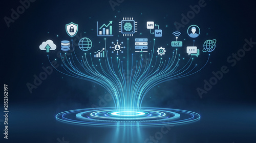 Global internet of things network connecting cloud databases with artificial intelligence algorithms and interactive API interfaces