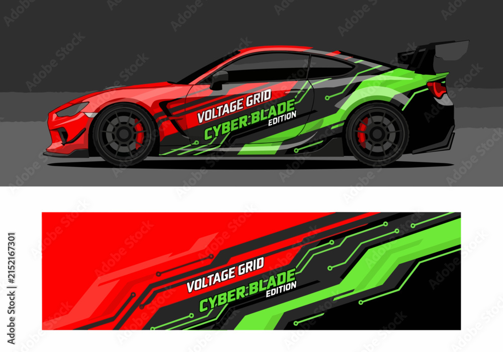 Fototapeta premium Futuristic Cyber Blade Car with Neon Circuit Design