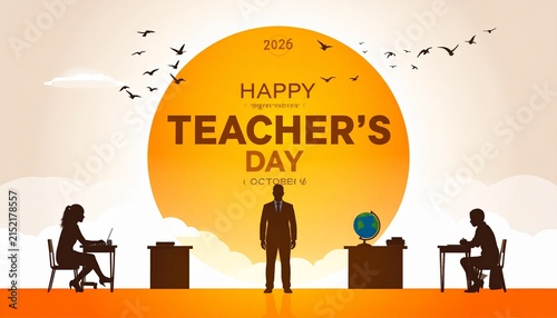 World Teachers’ Day sunset silhouette poster