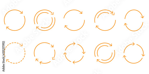 Canvas Print arrows icons, set icon of two arrow spin, epeat or return, double reverse, circl
