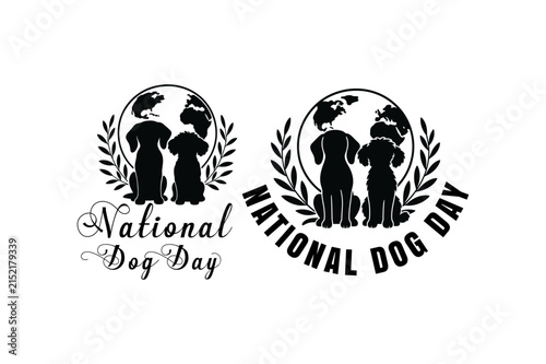 National Dog Day dog with text icon vector 