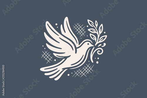 Dove of Peace with Open Wings Vector Illustration Symbol of Love Freedom Harmony and Angelic Flight in Elegant Bird Silhouette Design