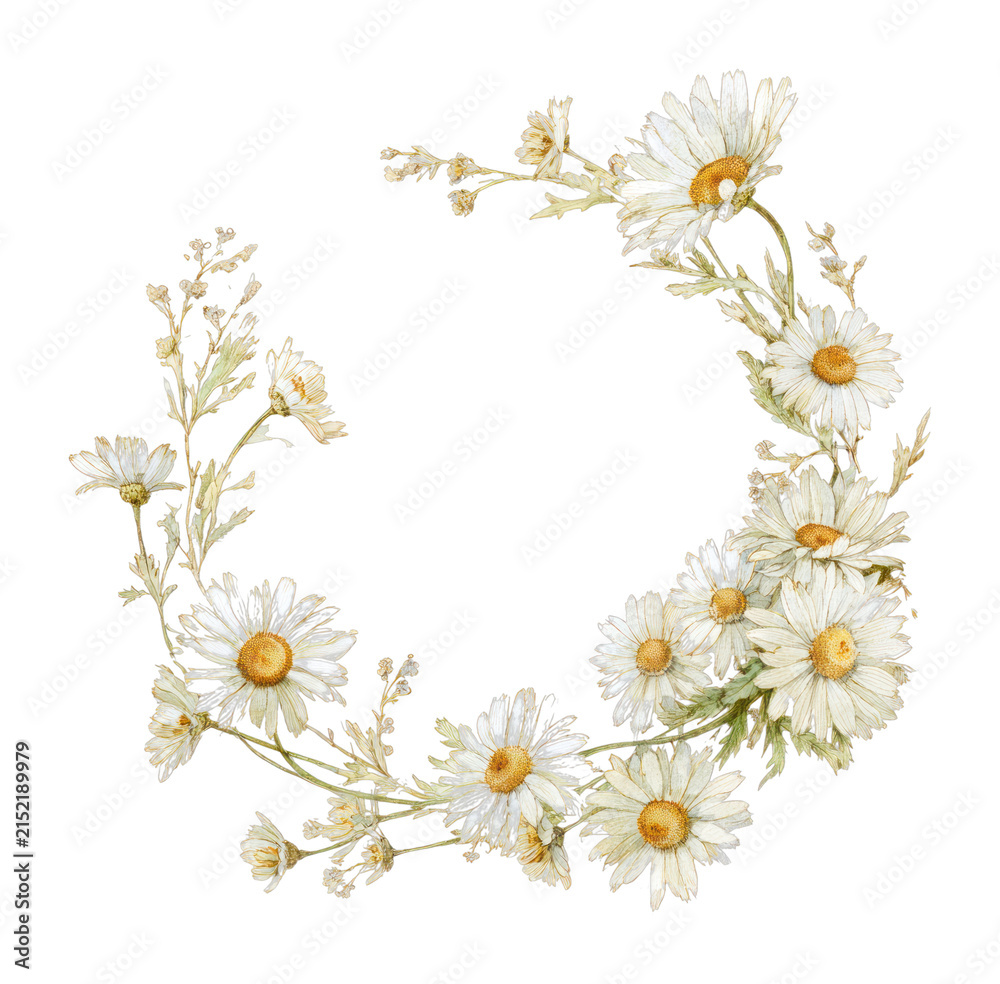 Obraz premium PNG Delicate floral wreath illustration.