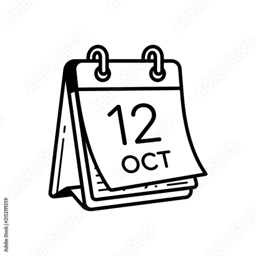 Isolated hand-drawn calendar page with date
