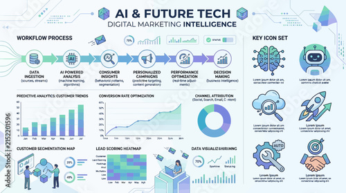 AI and future technology digital brain network visualization infographic.