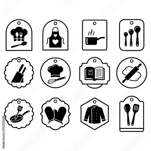Set of sixteen flat icons for camping and hiking activities