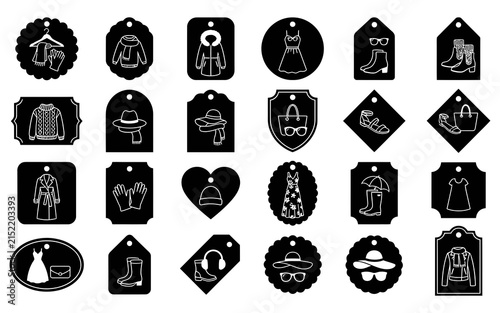 Set of flat design icons featuring different symbols and shapes