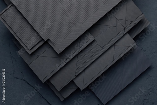Abstract Geometric Overlapping Dark Paper Layers Background.