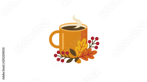 Autumn Warm Drink Mug with Leaves