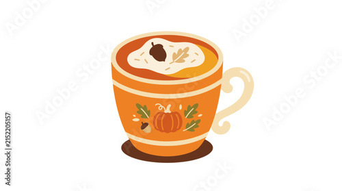 Autumnal Pumpkin Spice Latte Mug Illustration