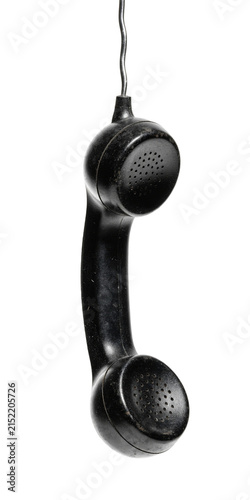 Fotografía Vintage Old Black Telephone Hanging