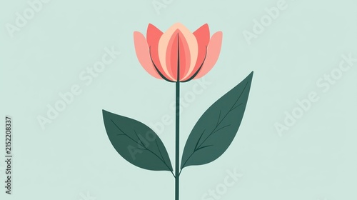 Flat design vector of a flower blooming with a modern aesthetic.