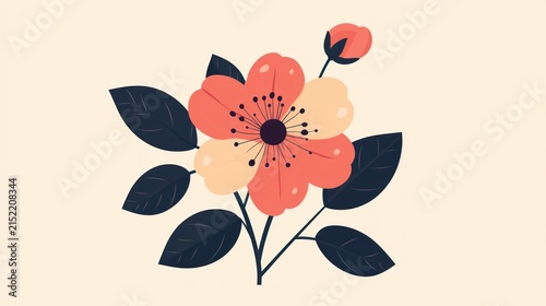 Flat design vector of a flower blooming with a modern aesthetic.
