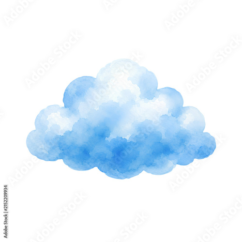 Blue watercolor cloud isolated on white background