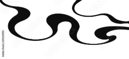 Abstract Black Curved Fluid Line Waves Overlay Vector Element