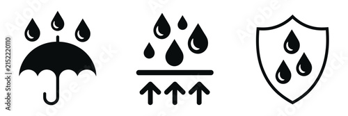 Obraz na płótnie Waterproof icons and water resistant signs for liquid protection, moisture resis