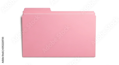 Empty pink file folder standing upright against white background