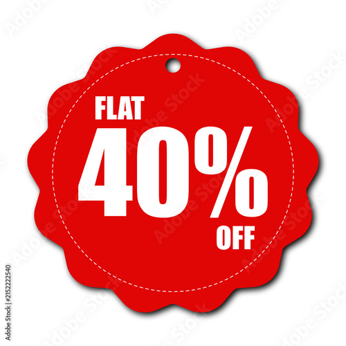 Red 40% Off Sale Badge Sticker with Bold Discount Text and Retail Promotion Design