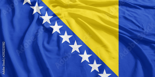 Bosnia and Herzegovina Flag Wind Waving CloseUp Breeze Wave
